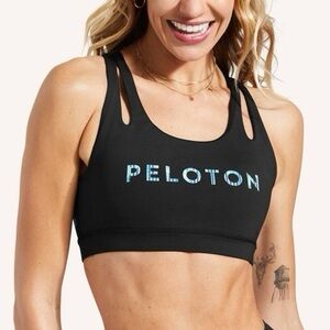 Peloton Move Mission Splice Shoulder Sports Bra 2.0. Black, Size Medium